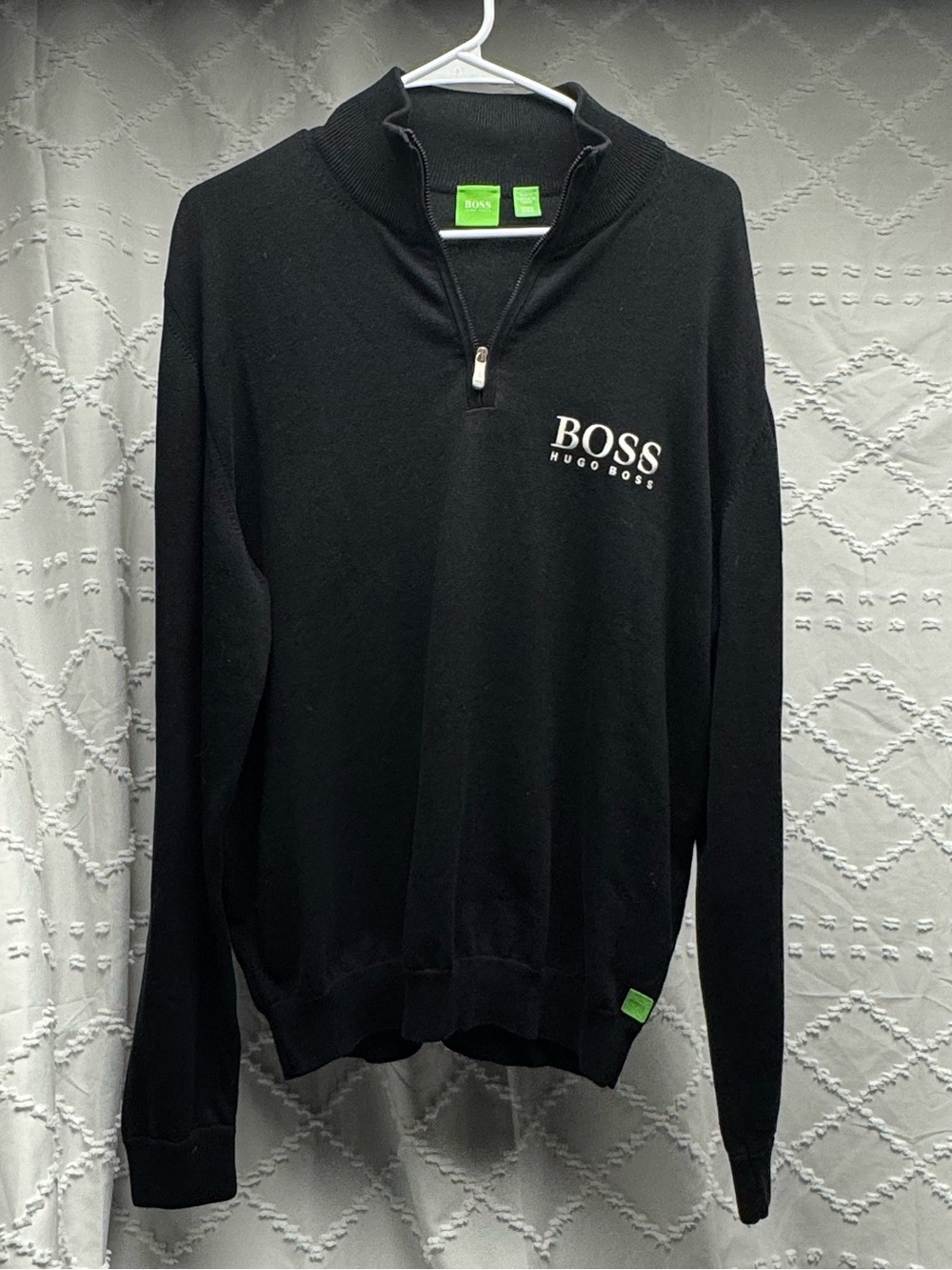 BOSS Hugo Boss Black Quarter-Zip Cotton Sweater Size XL